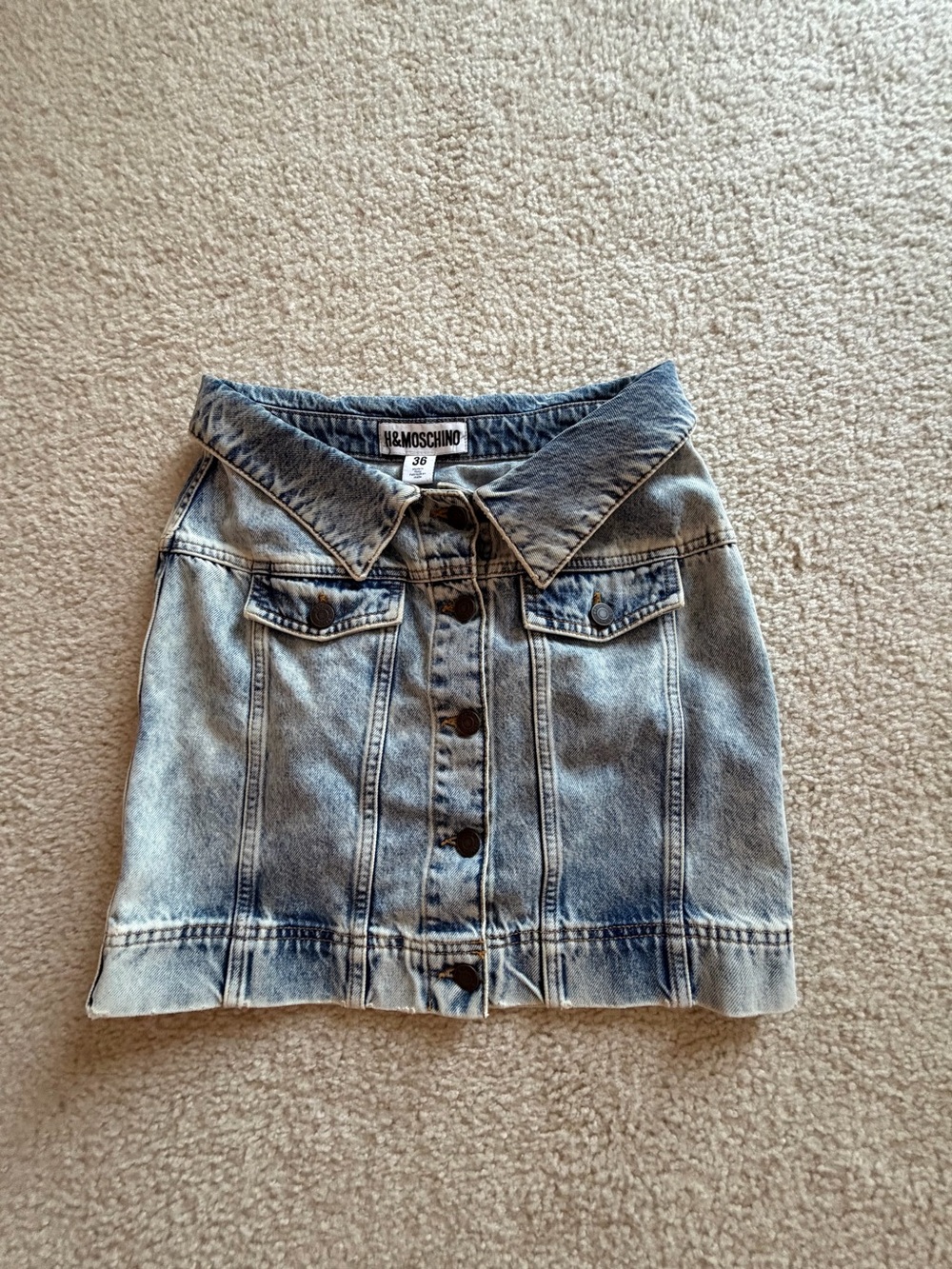 Moschino Light Blue Washed Denim Mini Skirt